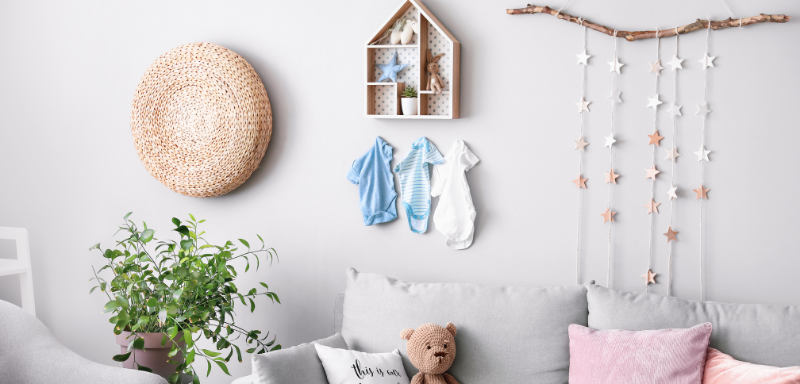 Decorated children's room wall.