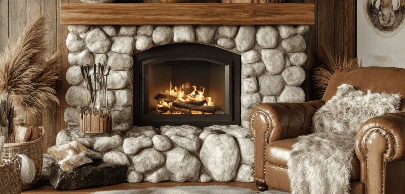 Cozy fireplace.